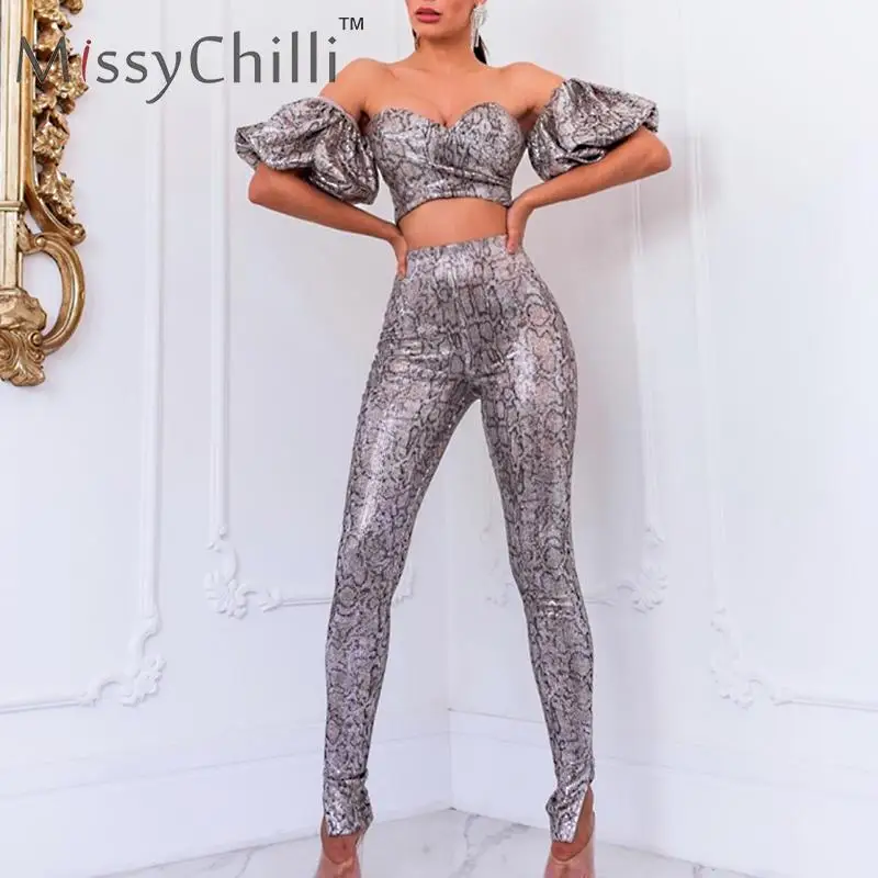 Женский костюм двойка с принтом в виде змеиной кожи| |