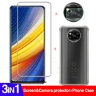 Чехол poco x 3 pro 3-в-1capa, стеклянный чехол для poco X3 pro nfc прозрачный противоударный чехол poco x 3pro pocophone f3 f 3 6,67''