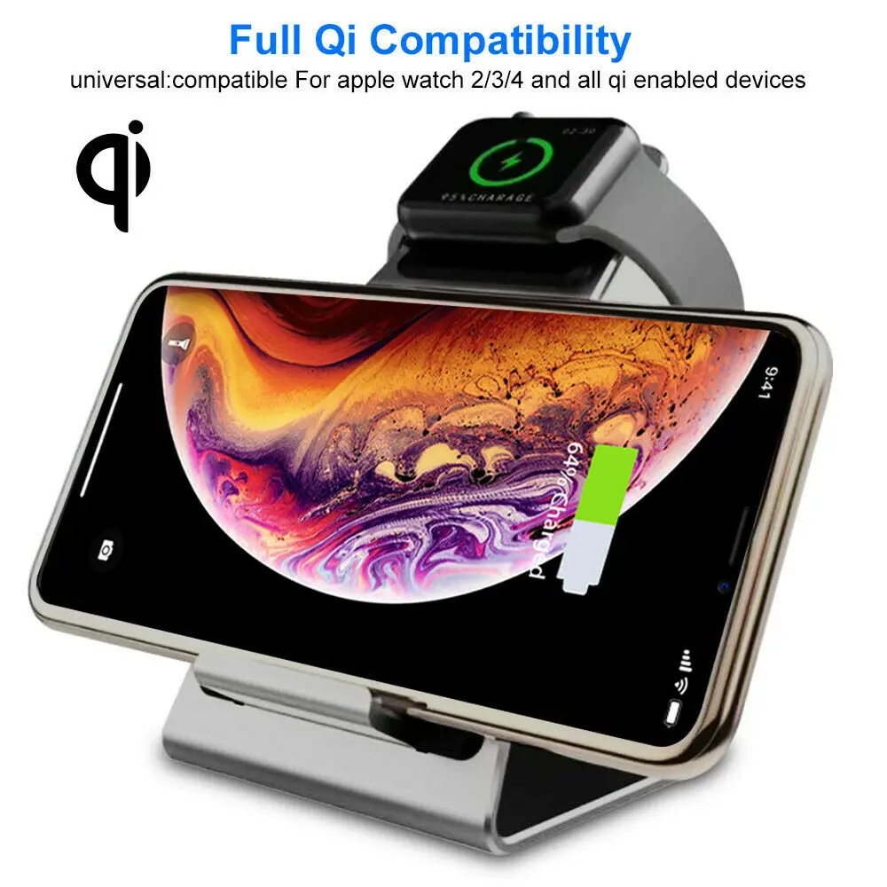 2 в 1 Qi Беспроводное зарядное устройство для быстрой зарядки зарядного устройства