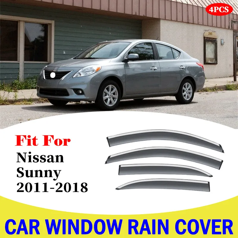 For Nissan Sunny 2011-2018 Window Sun Rain Visor Wind Deflectors Guard Shield Weathershields awning cover accessories car auto