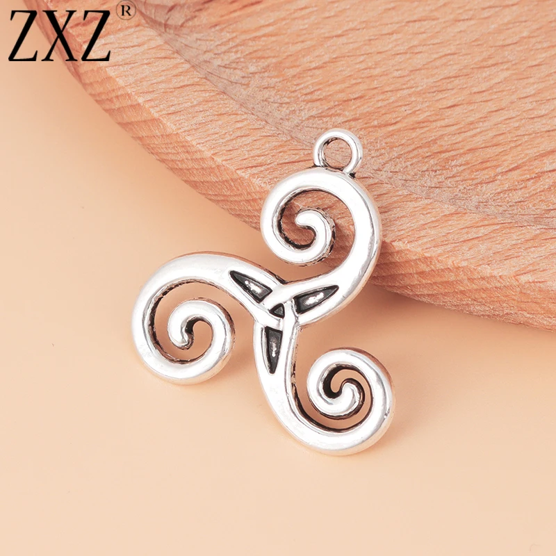 ZXZ 10pcs Celtics Knot Triskele Triskelion Triple Spiral Charms Pendants for Jewelry Making 28x28mm |