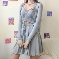 2021 new spring and summer sexy fashion womens sling cropped small vest high waist skirt casual three piece suit women skirts