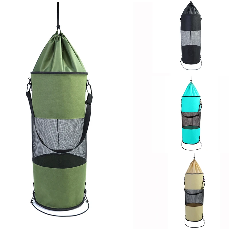 

1pc Reusable Marine Trash Bag Yacht Kayak Cruise Ship Garbage Storage Bags Foldable Clothes Mesh Bag Outdoor Camping Supplies