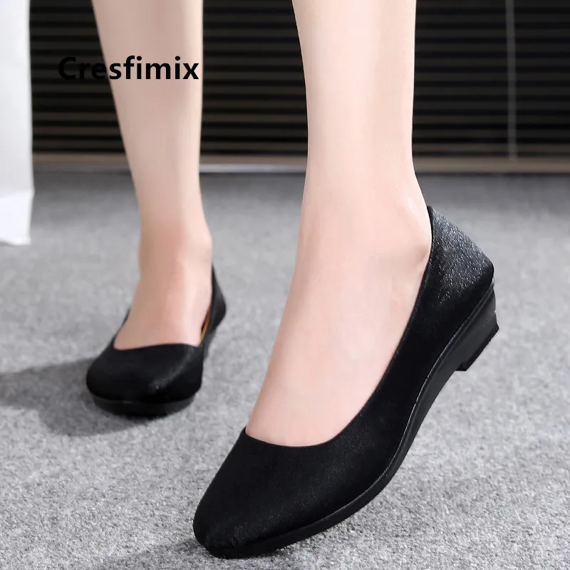 

Cresfimix/светильник; Черная танцевальная обувь для женщин; Женские нескользящие синие балетки; Модные лоферы с милым узором; zapato a9113