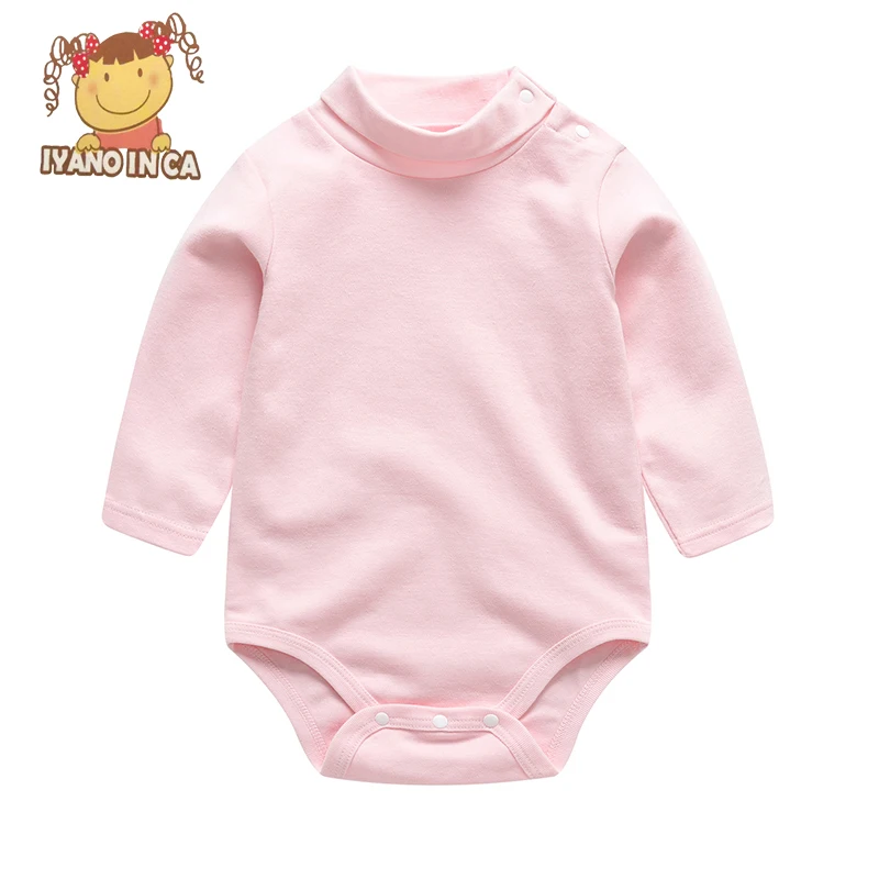 

Чистый хлопковая Футболка с высоким, плотно облегающим шею воротником; Одежда для малышей; Зимняя хлопковая одежда с длинными рукавами модн...