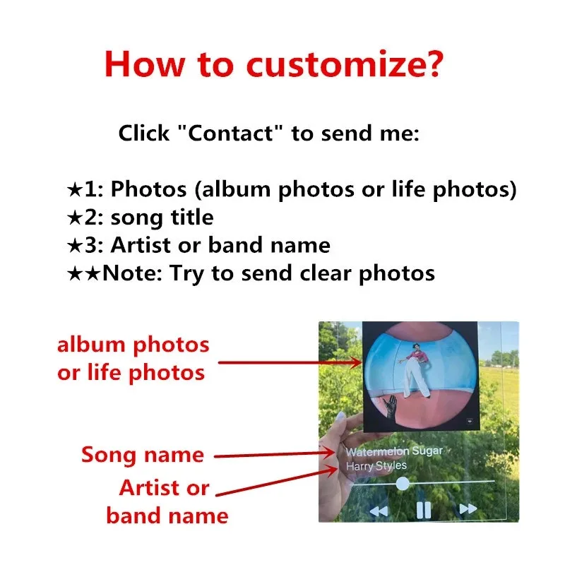 Акриловая музыкальная доска с персональным кодом Spotify прозрачная серебристая