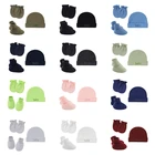 Варежки для новорожденных, носки, теплый комплект с шапочкой для младенцев, хлопковые перчатки с защитой от царапин + шапка + чехол для ног