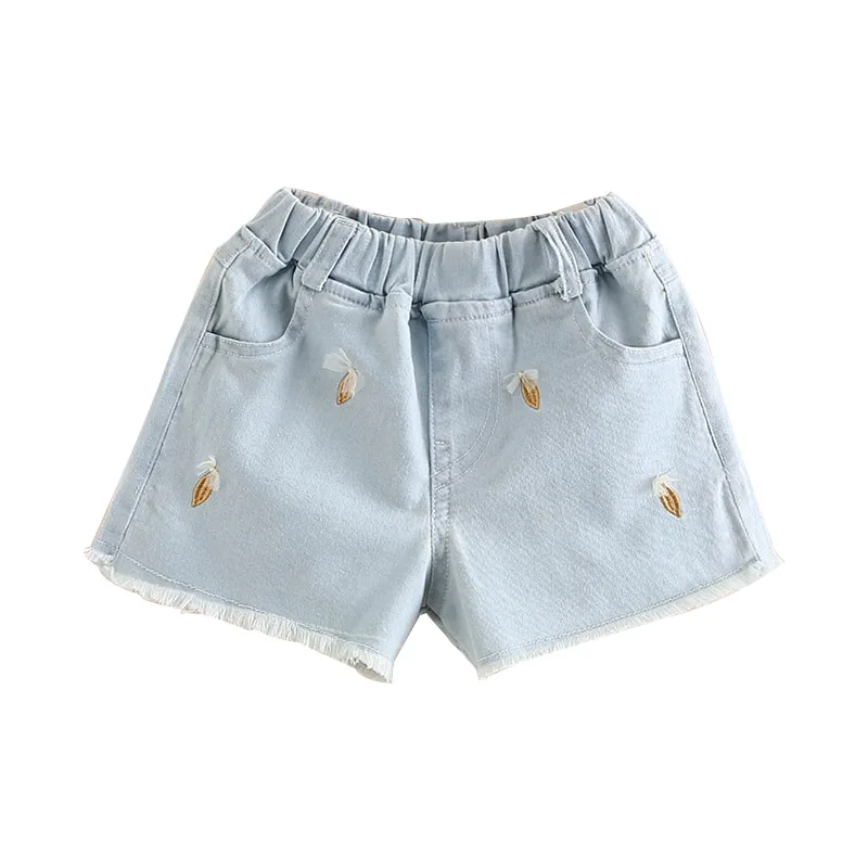 

2021 Summer New Fashion 2 3 4 5 6 7 8 9 10 Years Children Clothing Embroidery Decoration Pocket Denim Shorts For Baby Kids Girls