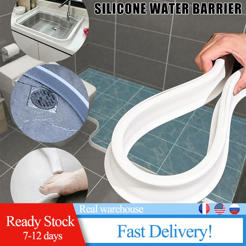 Flexible Silicone Water Stopper Strips Floor Barriers For Kitchen Bathroom Keeps Inside The Threshold for sink | Обустройство дома