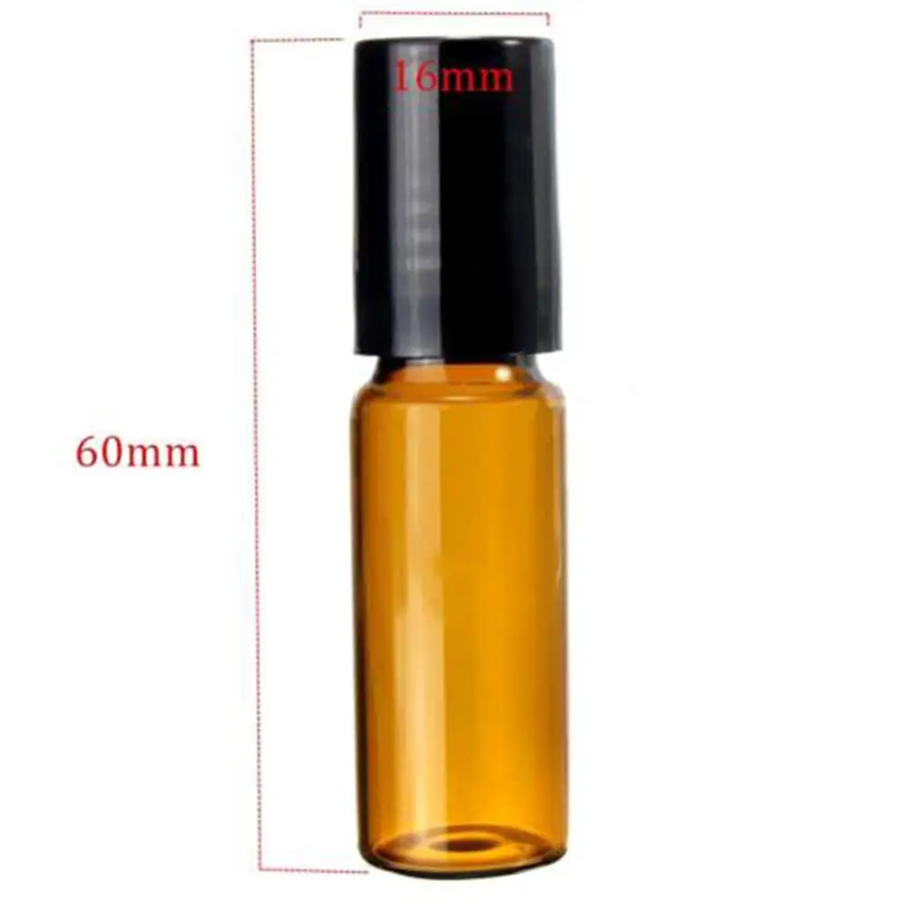 

10Pcs 5ml/10ml Amber Thin Glass Roll on Bottle Sample Test Essential Oil Vials with Roller Metal /Glass Ball