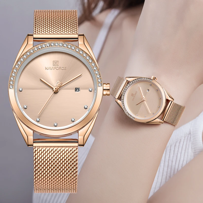 

NAVIFORCE Women Quartz Watch Top Brand Women's Fashion Luxury Rose Gold Watches Ladies Simple Casual Waterproof Wrist Watches