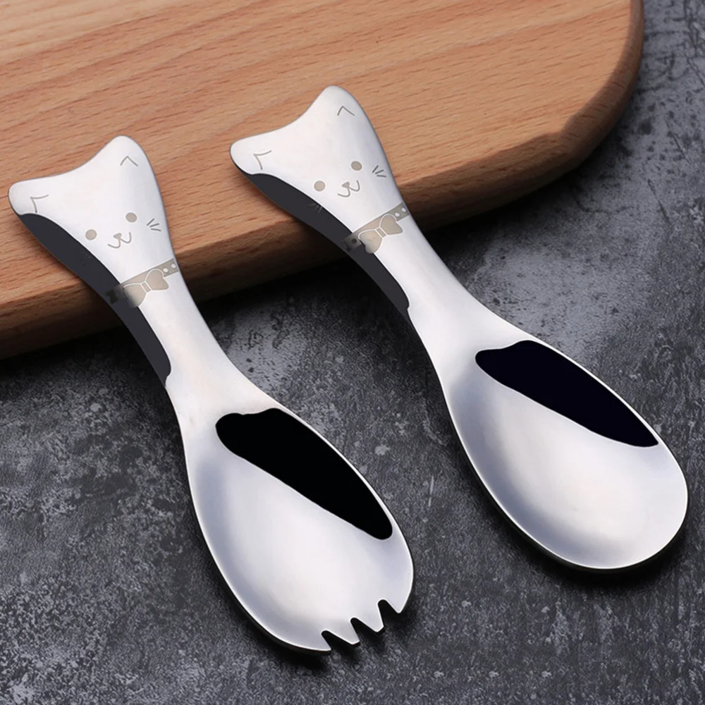 2 шт. ложка из нержавеющей стали с мультяшным котом ложки для мороженого
