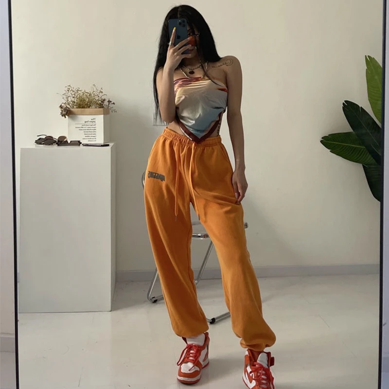 Print Harem Pants Hip Hop Dance Jogger Sweatpants Women Drawstring High Waist Baggy Pants Streetwear Casual Sport Trousers