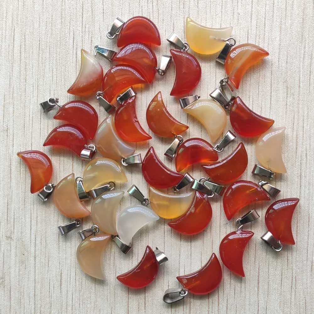 Fashion high quality natural red onyx crescent moon shape charm pendants for DIY jewelry making Wholesale 30pcs free shipping | Украшения и