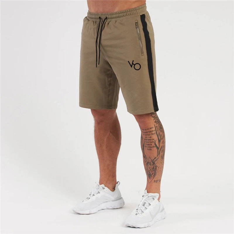 

Summer new men's shorts cotton zipper pocket casual pants jogger embroidered logo fitness fashion sports pants