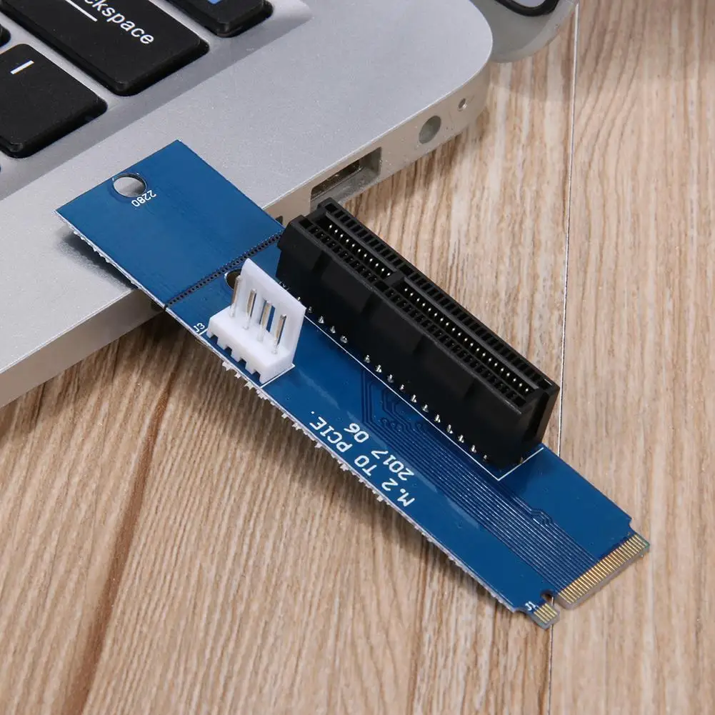 

1pc PCI-E Extension Card M.2 NGFF SSD to PCI-E 4X Converter Adapter Card with Power Cable for BTC Miner Mining Blue