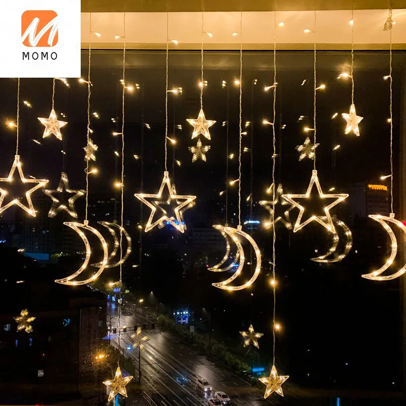 Светодиодные Звездные огни цветные мигающие гирлянды звездная сеть красный