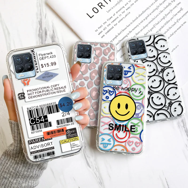 

Realme GT Master Edition Case For Realme 8 Case Realme 8 9 Pro Plus 9i 8i 7i 6 5S 5i 6i C21 C21Y C25Y Clear Art Lable Back Cover