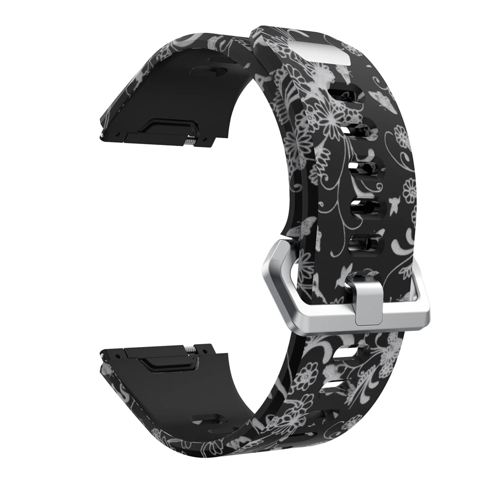 Platinum flower Yayuu силиконовый ремешок на запястье с принтом, совместимый для Fitbit, Ионные Спортивные часы, Регулируемый Браслет для Fitbit, ионные - Цвет: Platinum flower