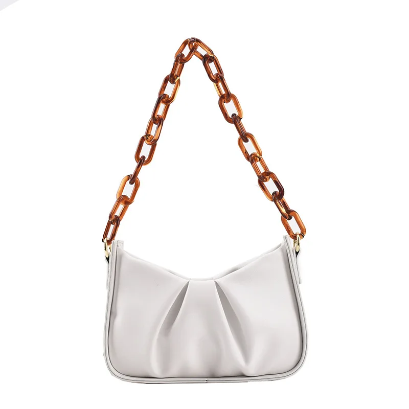 

Acrylic Handle Female Bag Small Shape 2021 Simple Casual Leather Shoulder Bag Women Brand PU Saddle Purse Christmas Uncle Nine