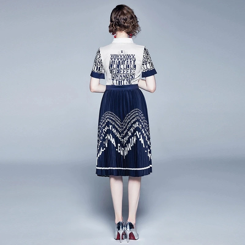 Летнее винтажное женское платье с коротким рукавом и буквенным принтом цветными