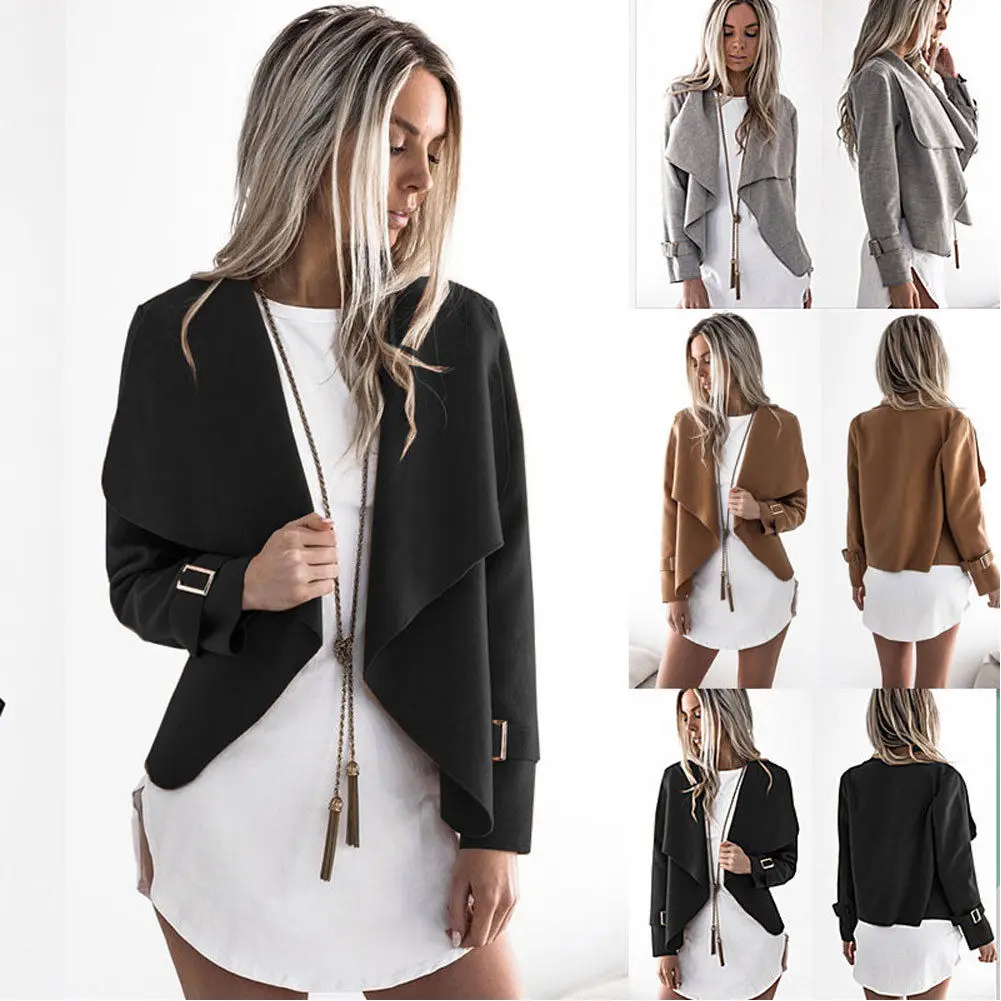 

Women Ladies OL Slim Solid Jacket Coat Casual Cardigan Tops Outwear