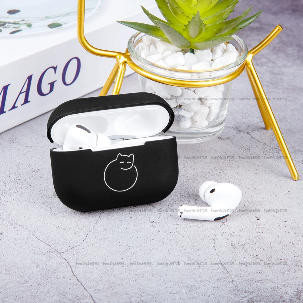 Чехол для наушников Airpods Pro с милым рисунком черный модный силиконовый чехол