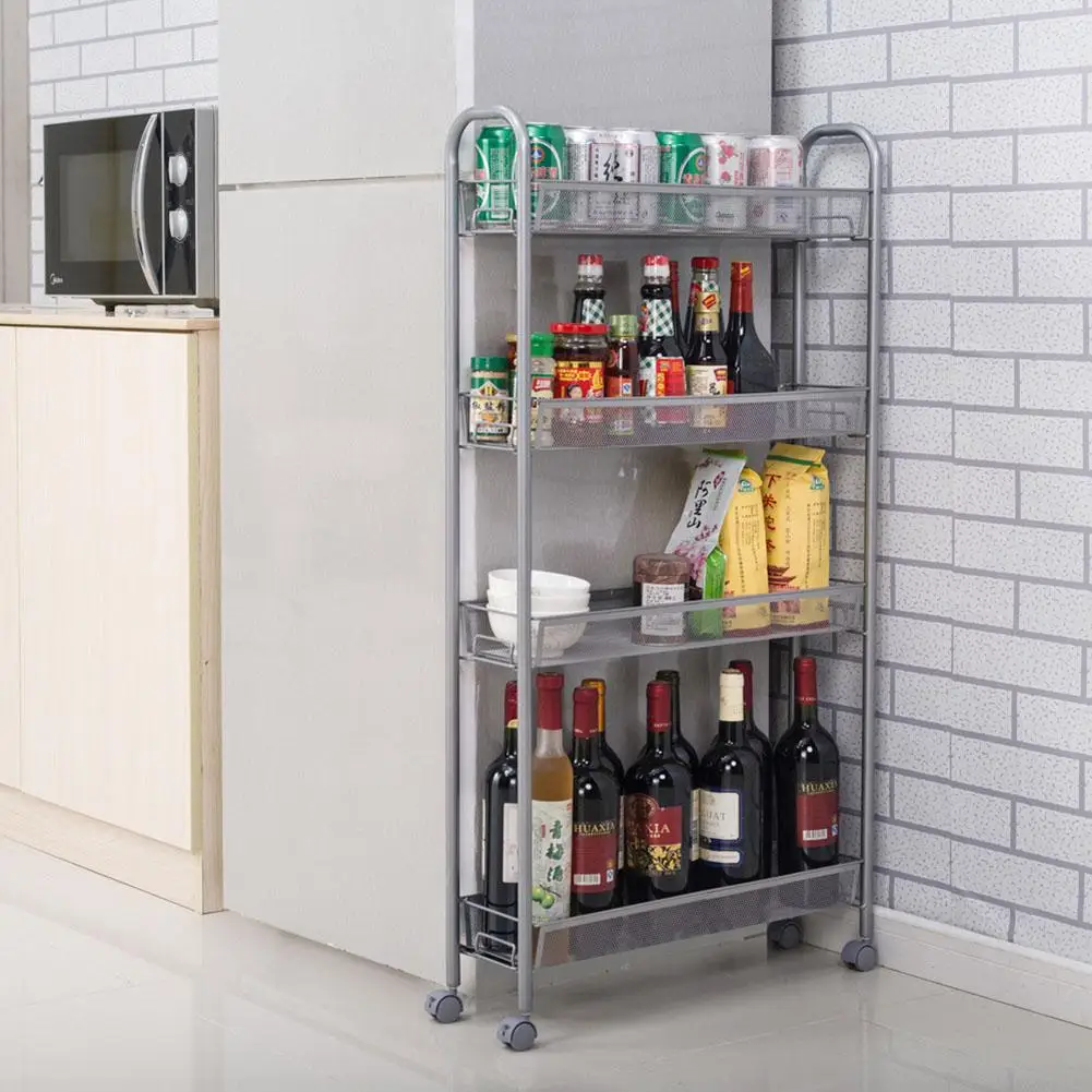 

4 Layers Storage Cart Removable Stand Strong Bearing Capacity Rack Mobile Shelving Organizer Living Room Bathroom Trolley