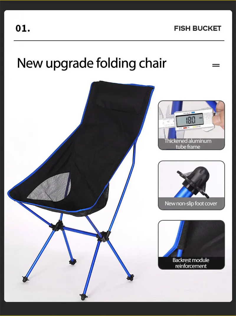 Online Açık Taşınabilir Kamp Katlanır Sandalye Ile Yastık Oxford Kumaş Uzatmak Kamp Koltuk Balıkçılık Barbekü Festivali Plaj Sandalyesi