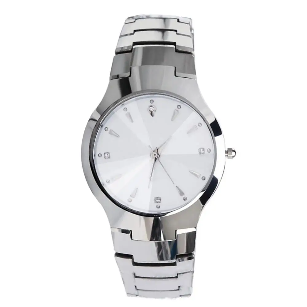 

50% Hot Sales Casual Couple Round Dial Calendar Alloy Linked Strap Analog Quartz Wrist Watch