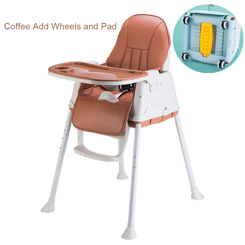 Coffee Add Wheel Pad Детское кресло для кормления - Цвет: Coffee Add Wheel Pad