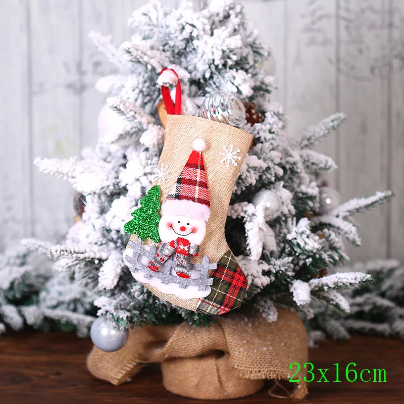 style 2-8-snowman Подарочный Рождественский чулок сумки год Детские Рождественские украшения для подарков для дома с утолщённой меховой опушкой, хороший декор натальное дерево украшения Noel "сделай сам" - Цвет: style 2-8-snowman