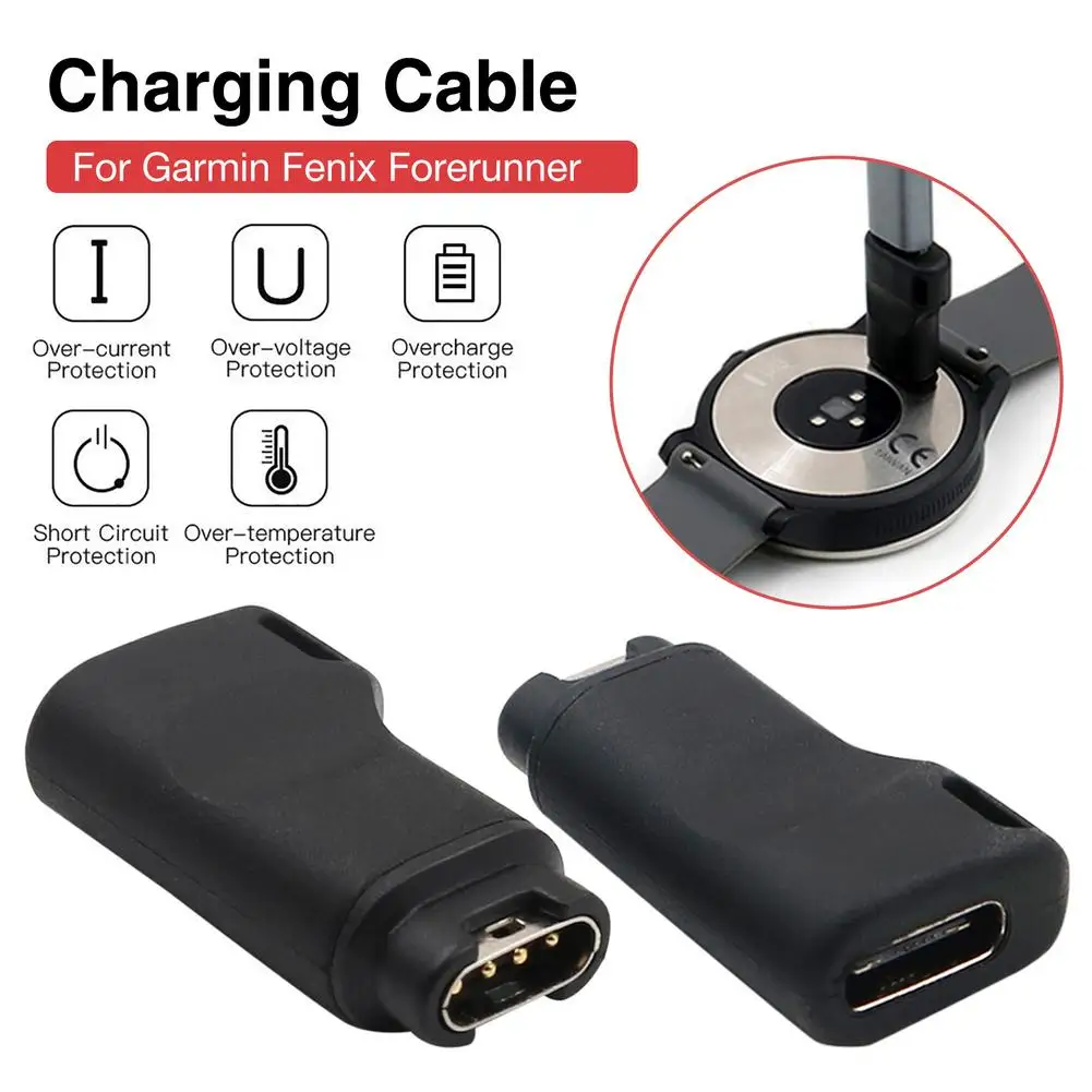 

USB Type C Female To 4pin Charge Converter For Garmin Forerunner 945 Vivoactive Approach S60/X10/S10 Venu Fenix 6/6X PRO Solar