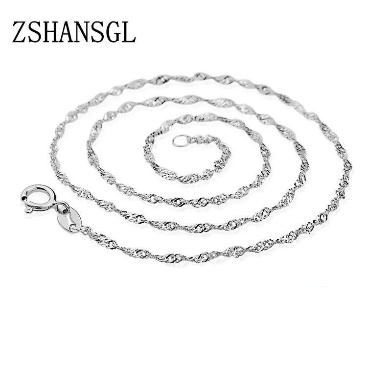 Классическая Базовая цепочка 100% серебряный цвет застежка лобстер регулируемое