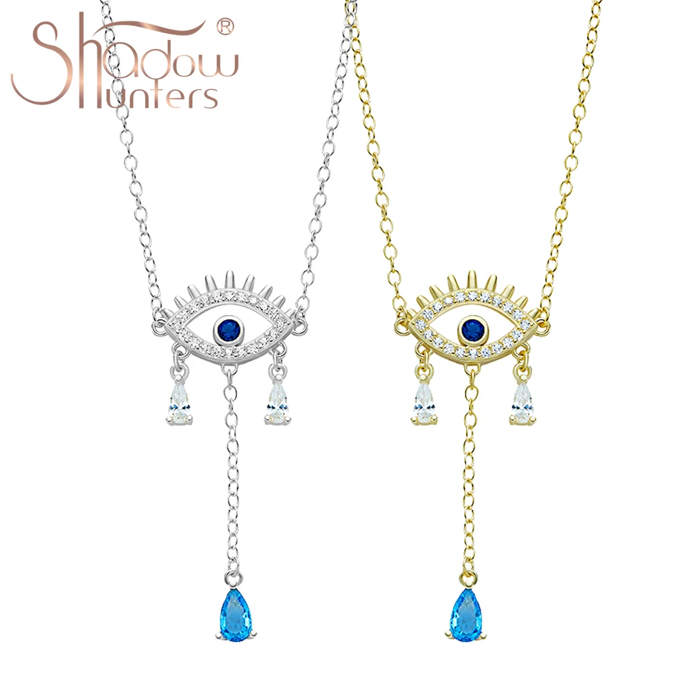 

Новинка, ювелирные изделия с кристаллами SHADOWHUNTERS, ожерелье из серебра 925 пробы с защитой от синего глаза, подвеска в виде капли, женское колье...