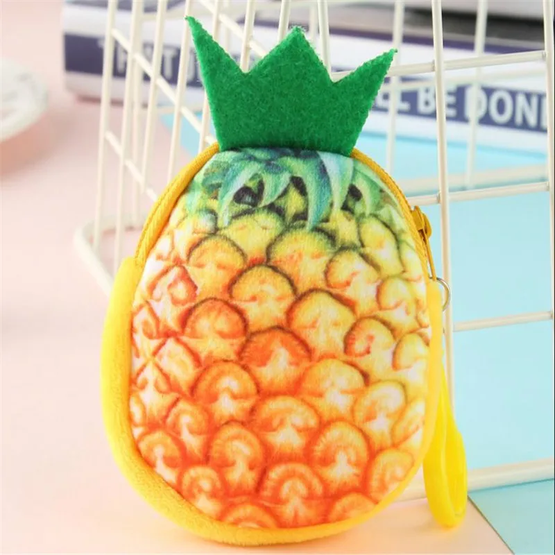 pineapple Креативный 3D плюшевый Кошелек для монет имитация фруктов сумка для монет милые портативные весы с крюком Дамский мини бумажник для монет - Цвет: pineapple