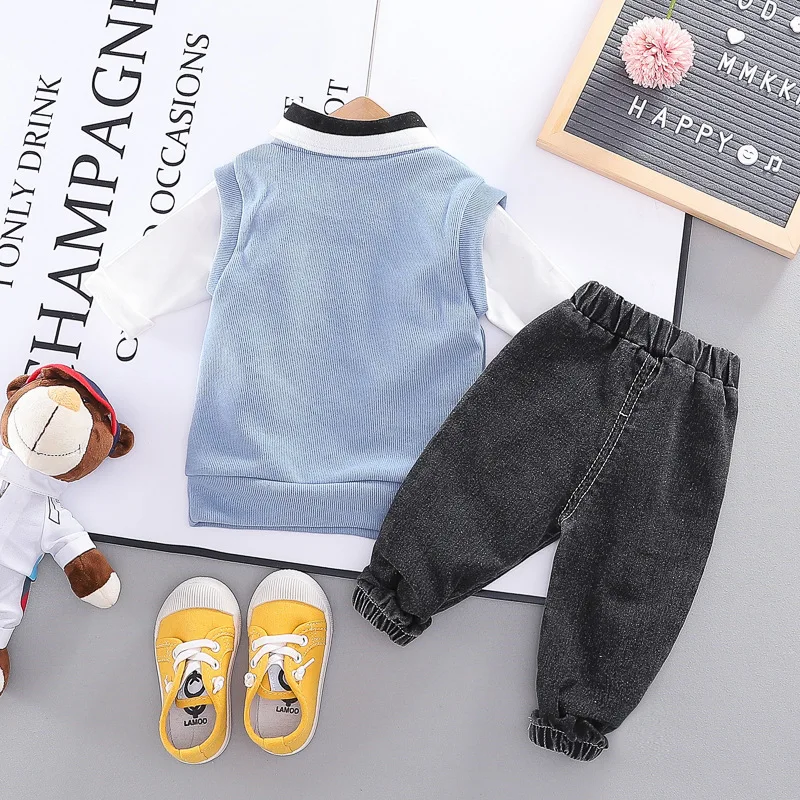 Комплект одежды из 3 предметов для маленьких мальчиков модная рубашка + свитер