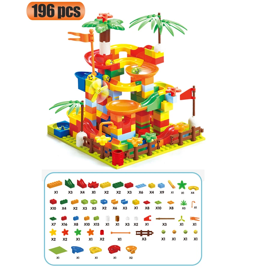 

Marble Race Run Blocks Compatible With Duplo Blocks Funnel Slide Toy for Kid Children DIY Assembly Bricks Building Block Bricks