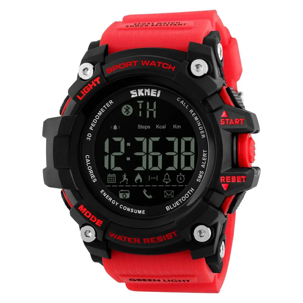 Smart Red Watch SKMEI Смарт спортивные часы мужские Bluetooth многофункциональные фитнес часы 5 бар водонепроницаемые цифровые часы светодиодный часы reloj hombre 1227 - Color: Smart Red Watch