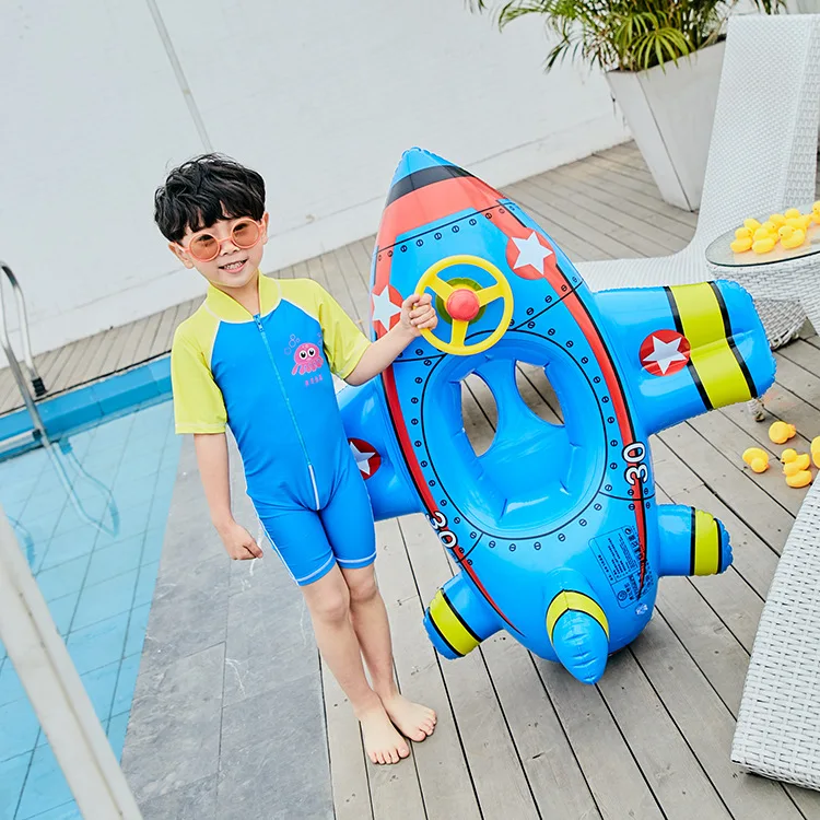 Круг для плавания детское круг утолщенное рулевое колесо мультяшный самолет