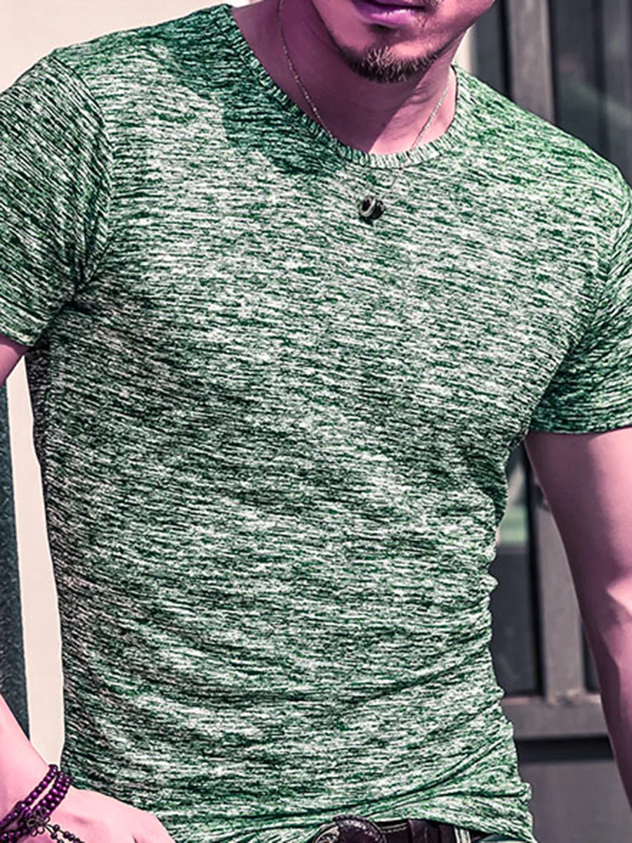 

Men's T-shirt Slim Short Sleeve Micro-Elastic Summer Tshirt Young Fashion Man Tops 2021 New Fashion Tee Dating Casual Colthing