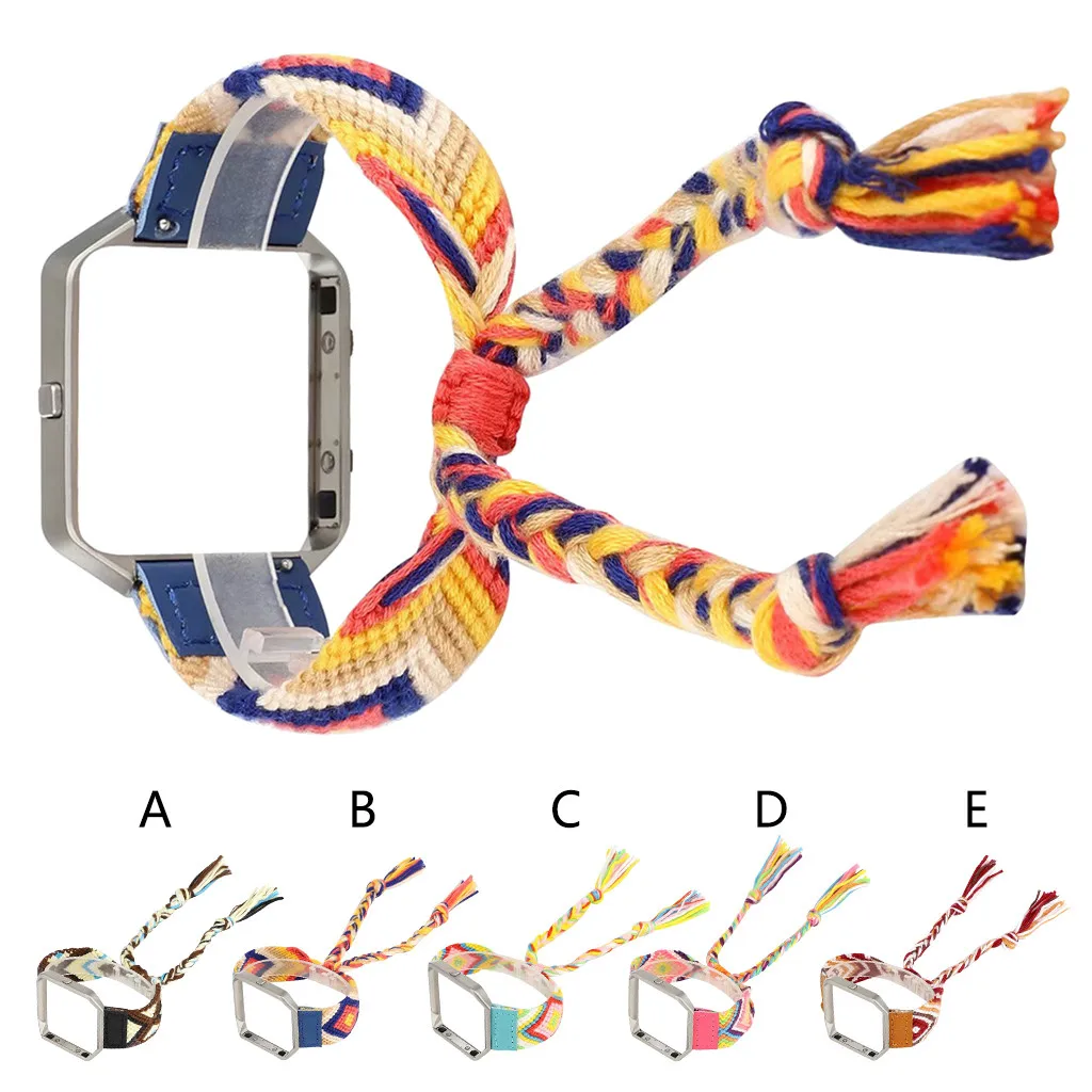 Браслет для часов в этническом стиле Холщовый быстросъемный ремешок с рамкой