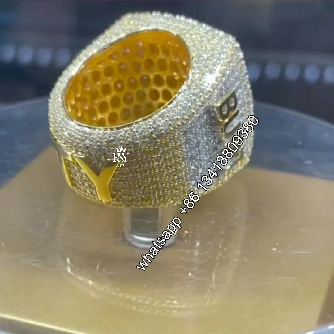 JEWE 2021 Jewelry Custom Design Moissanite Diamond Ring Hip Hop Sterling Silver Ring 925 Men's Rings