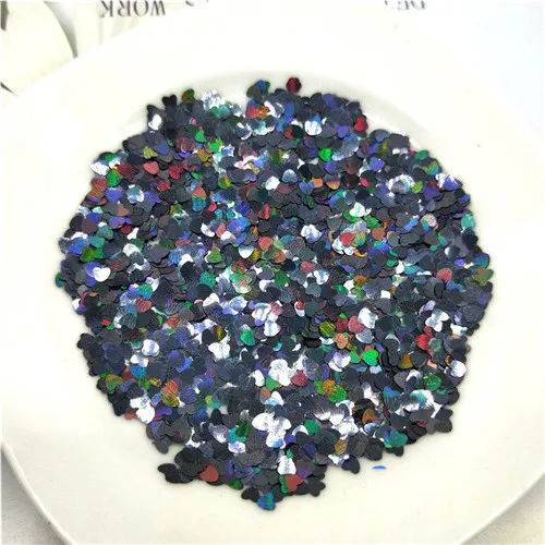 Laser black 10g Ультратонкая PET Блестки 3 мм Сердце Лазерная блестящая 3D блестка для ногтей блестка Eo-Friendly свободные блестки для украшения ногтей 10 г - Цвет: Laser black 10g