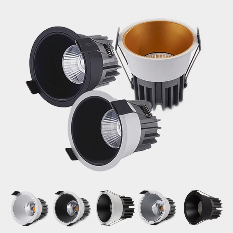 

Dimmable Recessed Anti Glare COB LED Downlights 9W/12W/15W LED Ceiling Spot Lights AC85~265V Background Lamps Indoor Lighting