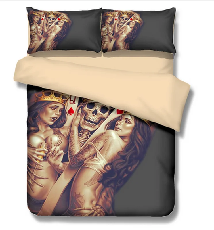 

3D sugar skull Bedding Set queen skull duvet cover sets for king pillowcase AU Queen Bed bedline