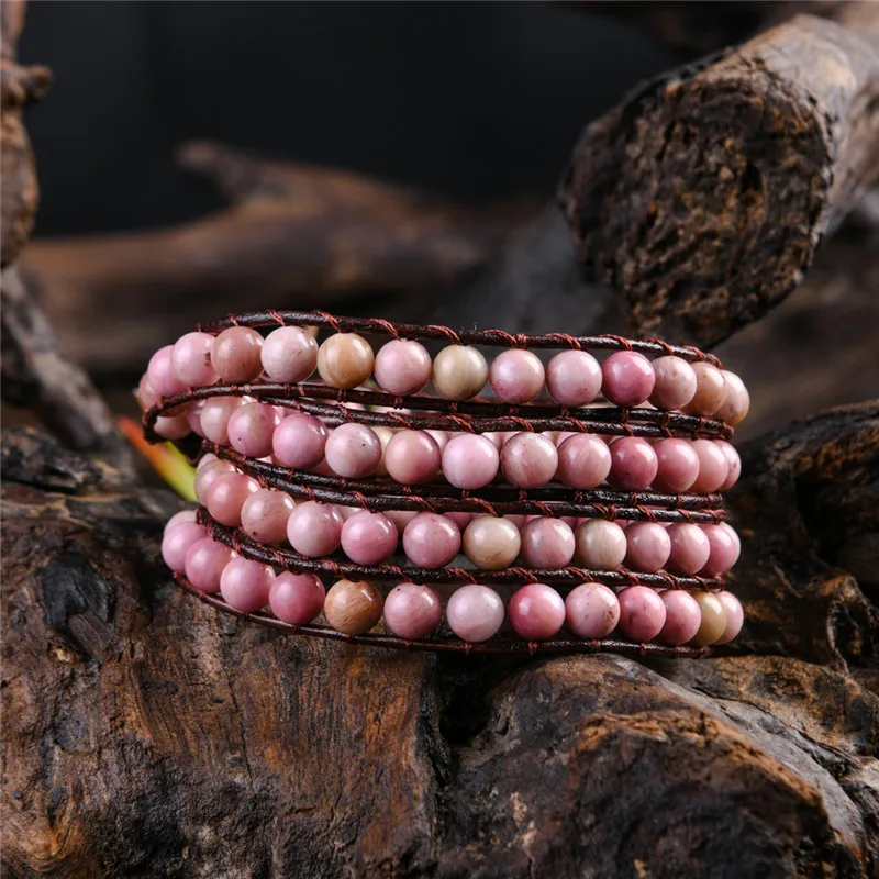 

Leather Wrap Natural Stone Bracelets Beaded Bracelet Fashion Women Bracelet Bohemian Bracelet Drop shipping