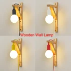 Настенные светильники с кабелем, простой деревянный креативный подвесной светильник из цельного дерева для лестниц, проходной светильник, бра для гостиной, светодиодный светильник, светильники