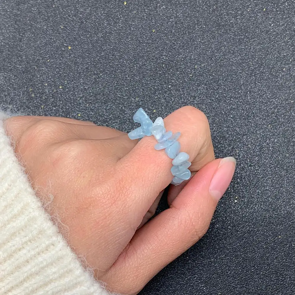 Boho Handmade Natural Stone Energy Rings Women Stretchy Fashion Jewelry Colorful Adjustable Crystal Wedding Party Ring | Украшения и