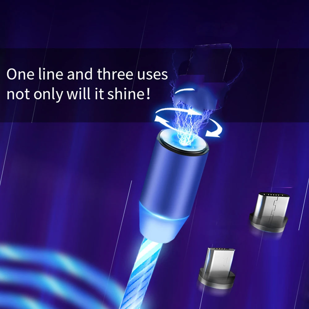 USB светящийся кабель со светодиодной подсветкой для iPhone 11 Pro зарядное устройство Micro USB Электрический провод зарядный кабель для мобильного телефона для Vivo NEX